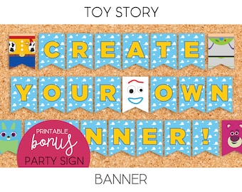 Toy Story/ Party Banner, Banner Alphabet A-Z, Characters and Numbers -  PRINTABLE