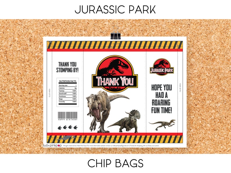 jurassic park chip bag printable etsy