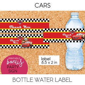 Cars / Water Bottle Label, Party Sign - PRINTABLE