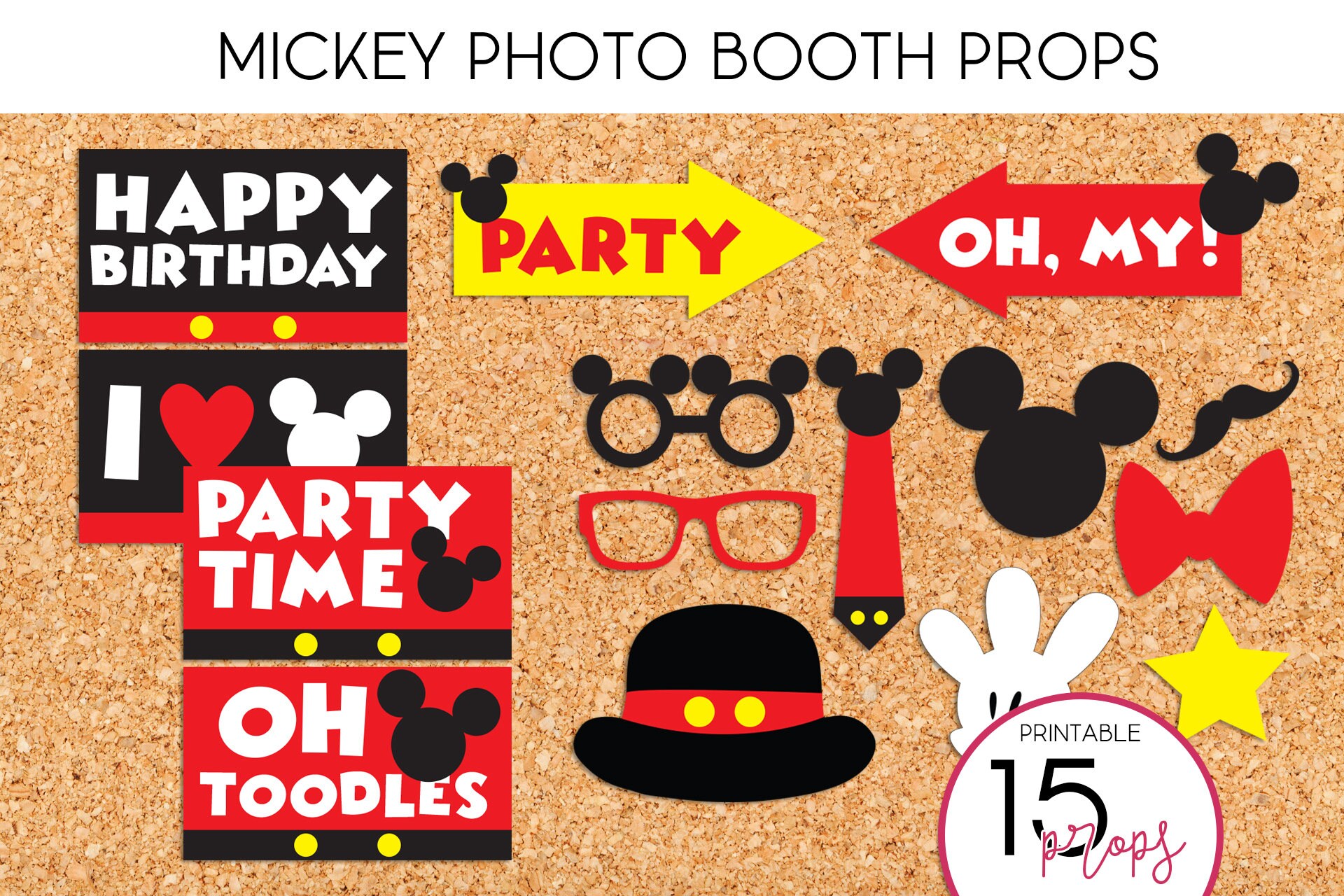 Mickey Photo Booth Props PRINTABLE - Etsy México