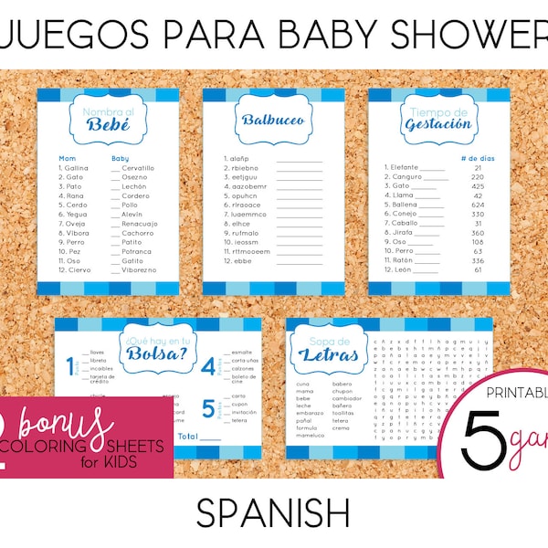 Juegos para Baby Shower de Niño - IMPRIMIBLE (Español)