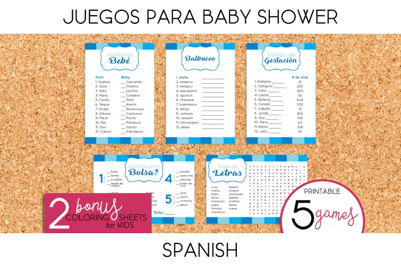 Juegos Para Baby Shower De Nino Printable Spanish Etsy Juegos Para Baby Shower De Nino Printable Spanish Etsy