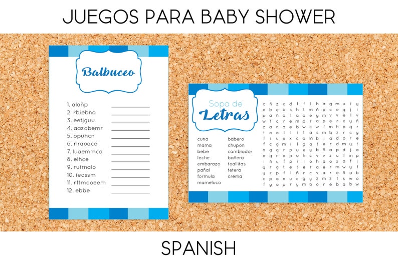 Juegos para Baby Shower de Niño IMPRIMIBLE Español | Etsy