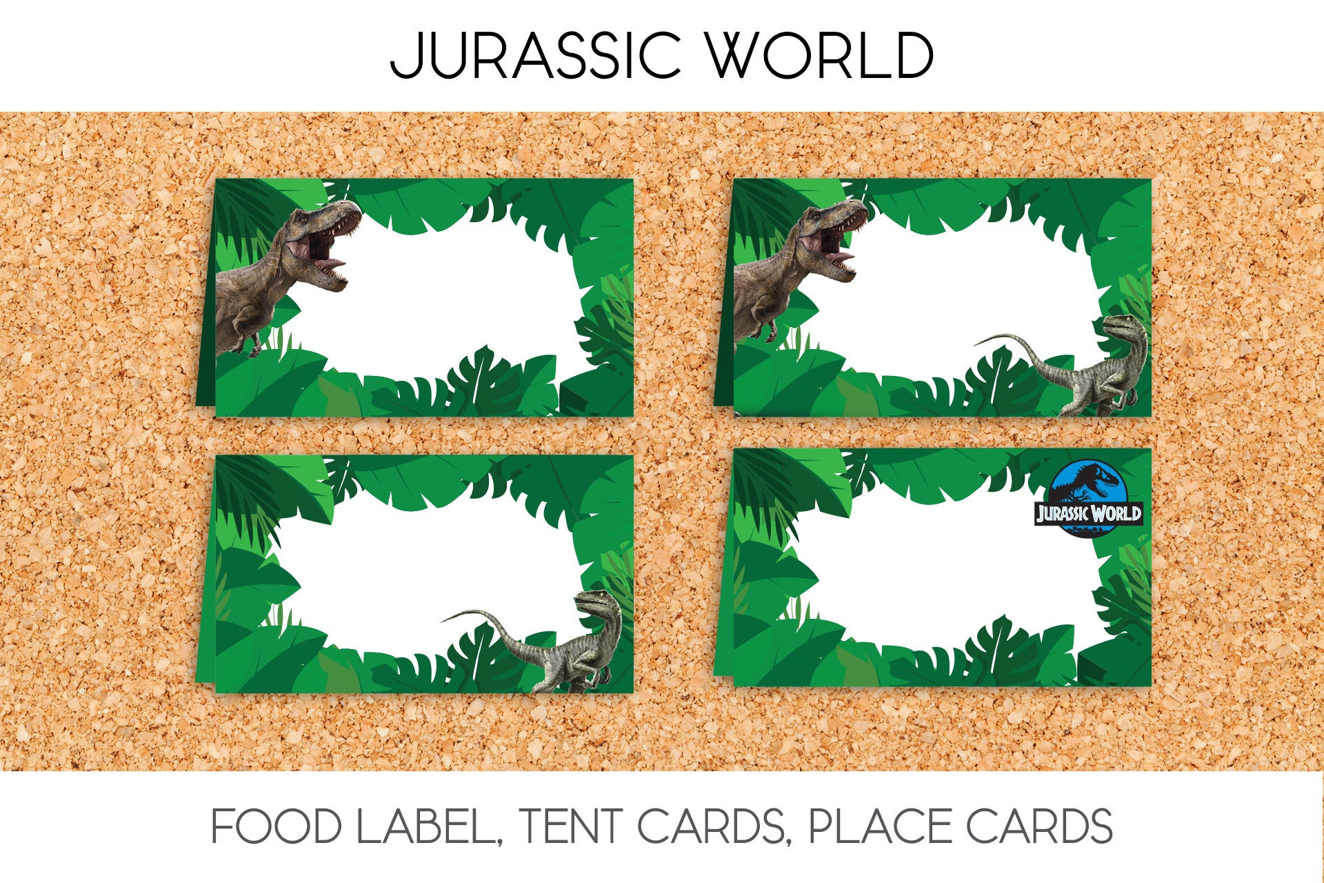 Jurassic World / Food Label Tent Cards Place Cards Party | Etsy