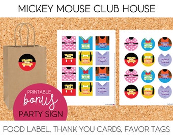 Mickey Mouse Club House / Tags, Gift Tags, Candy Tags, Favors Tags, Candy Bag, Label - PRINTABLE