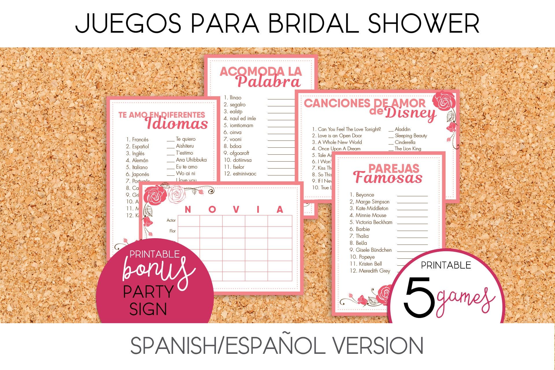 Juegos Para Despedida De Soltera - PRINTABLE (spanish) - Etsy