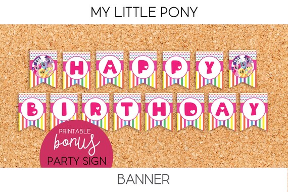 My Little Pony Party Banner Plus Party Sign Printable Etsy