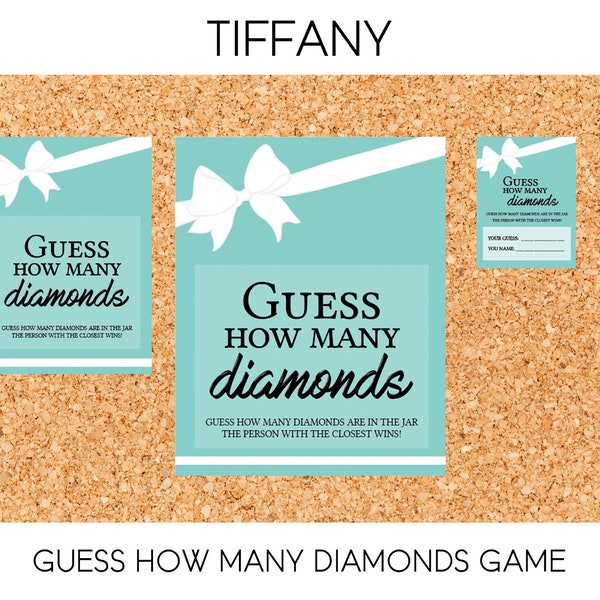 How Many Diamonds Are in a Jar, How Many Pearls Game / Tiffany Party, Breakfast at Tiffany - PRINTABLE