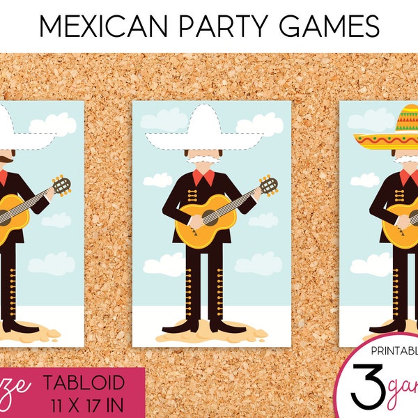 Pin the Sombrero, Pin the Hat, Pin the Mustache, Pin the Bigote, Mexican Party Game/Cinco de Mayo - PRINTABLE