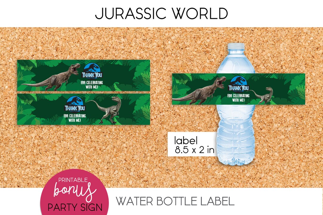 Jurassic World / Water Bottle Label PRINTABLE Etsy