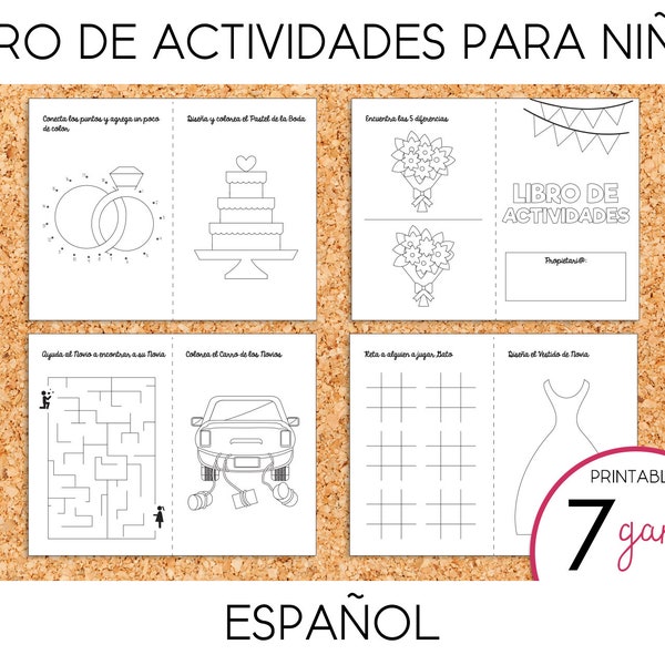 Libro de Actividades para Niños/Niñas en Bodas - PRINTABLE (Spanish)