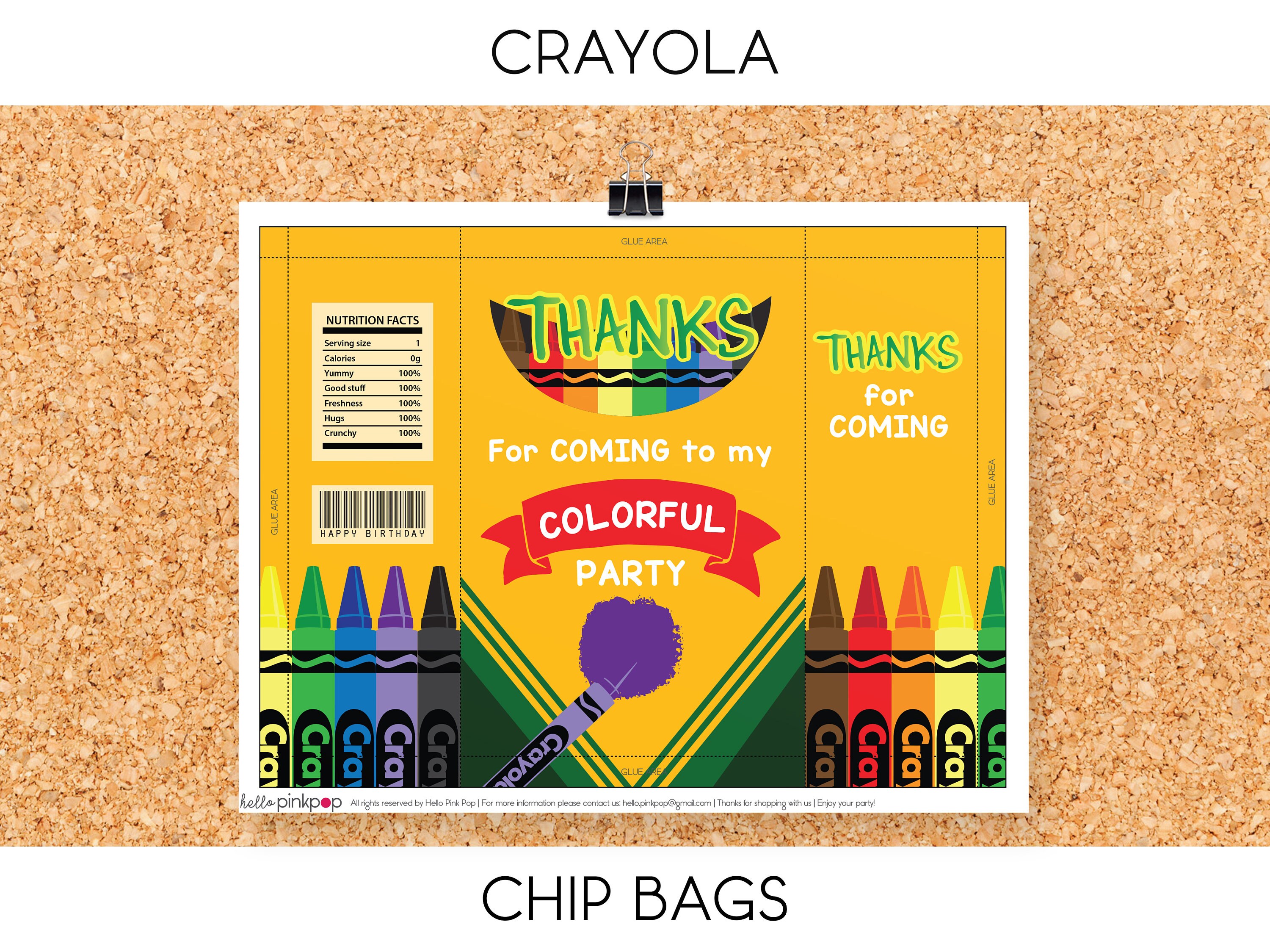 Crayola / Chip Bag PRINTABLE Etsy México