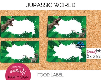 Jurassic World / Food Label, Tent Cards, Place Cards, Party Sign - PRINTABLE