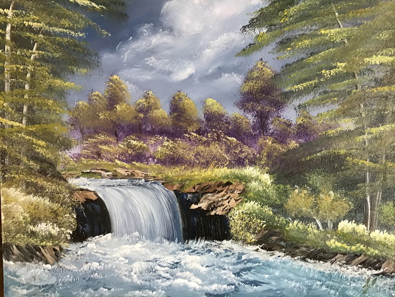 ONLINE PAINTING Classbob Ross Style Misty Waterfall Etsy