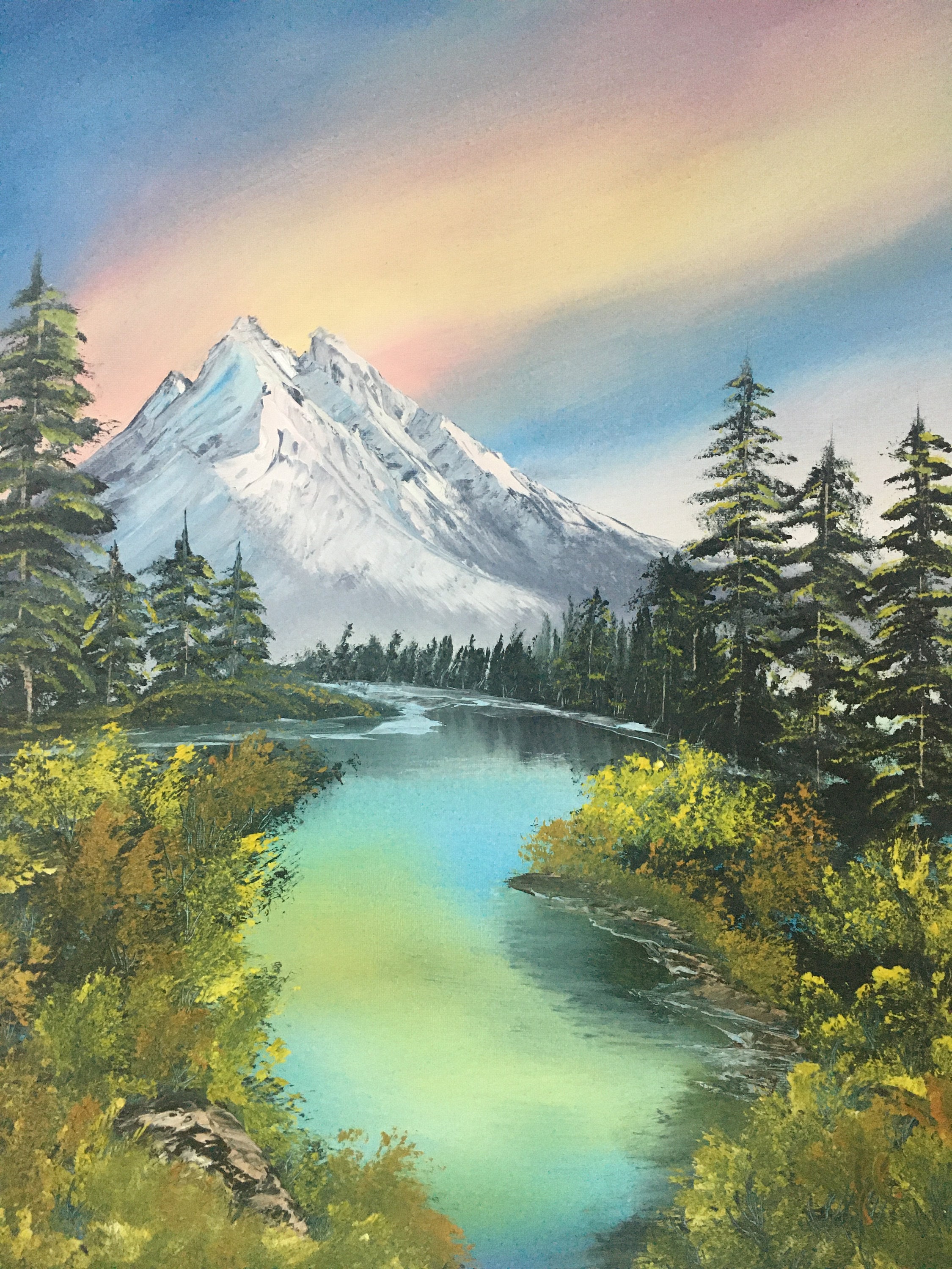Silver Linings by Bob Ross 24 x 18 Oil on Canvas Original Painting –