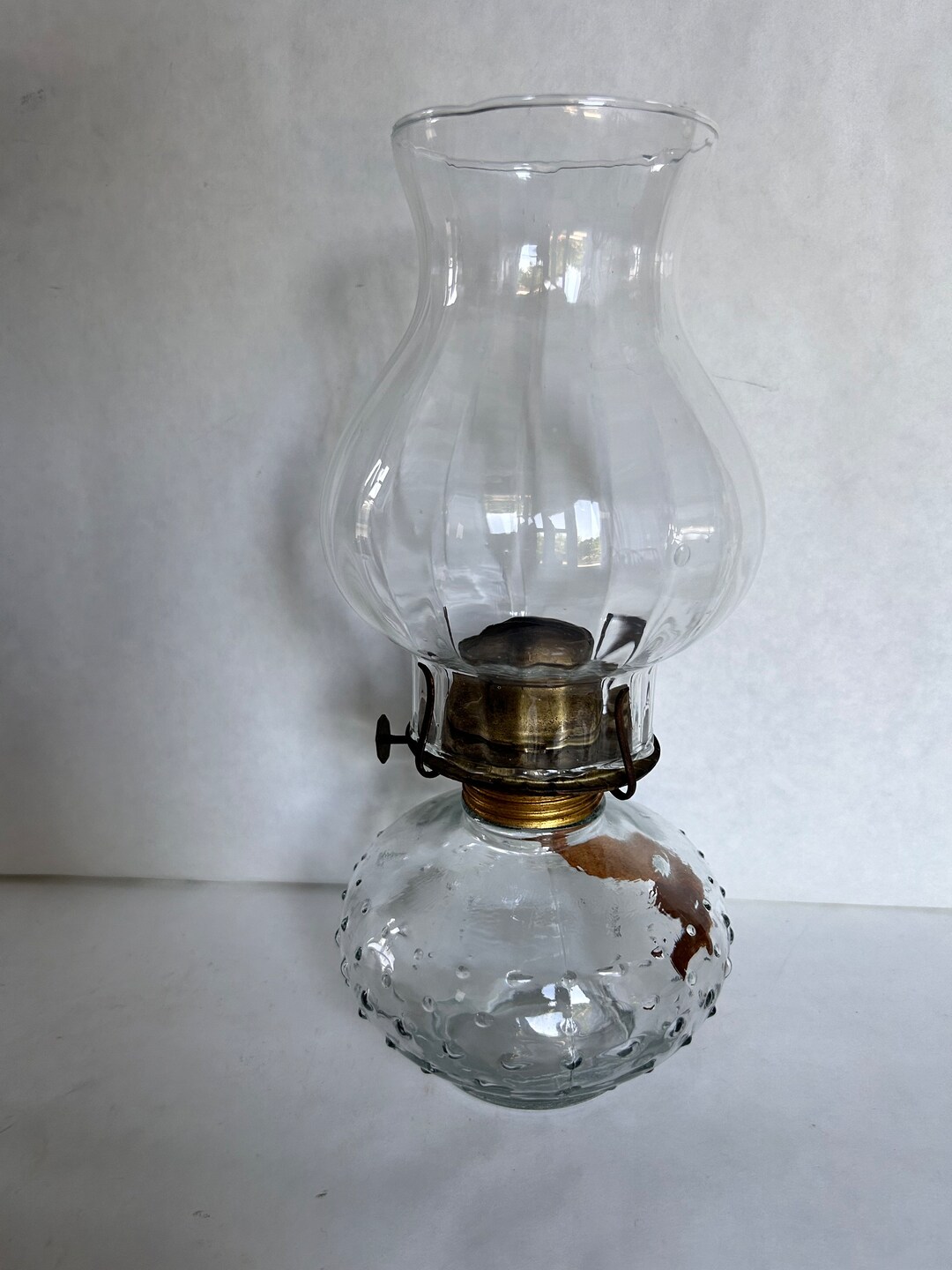 Vintage Hobnail Clear Glass Oil Lamp Antique Oil Lamp Etsy
