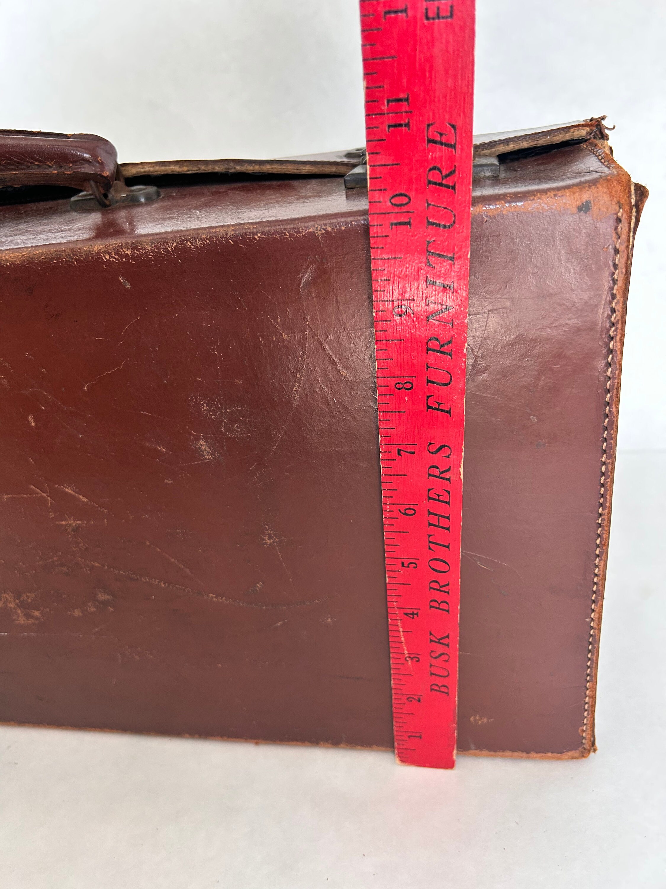 Vintage Leather Suitcase Inside of Suitcase is Velvet Lined. Etsy