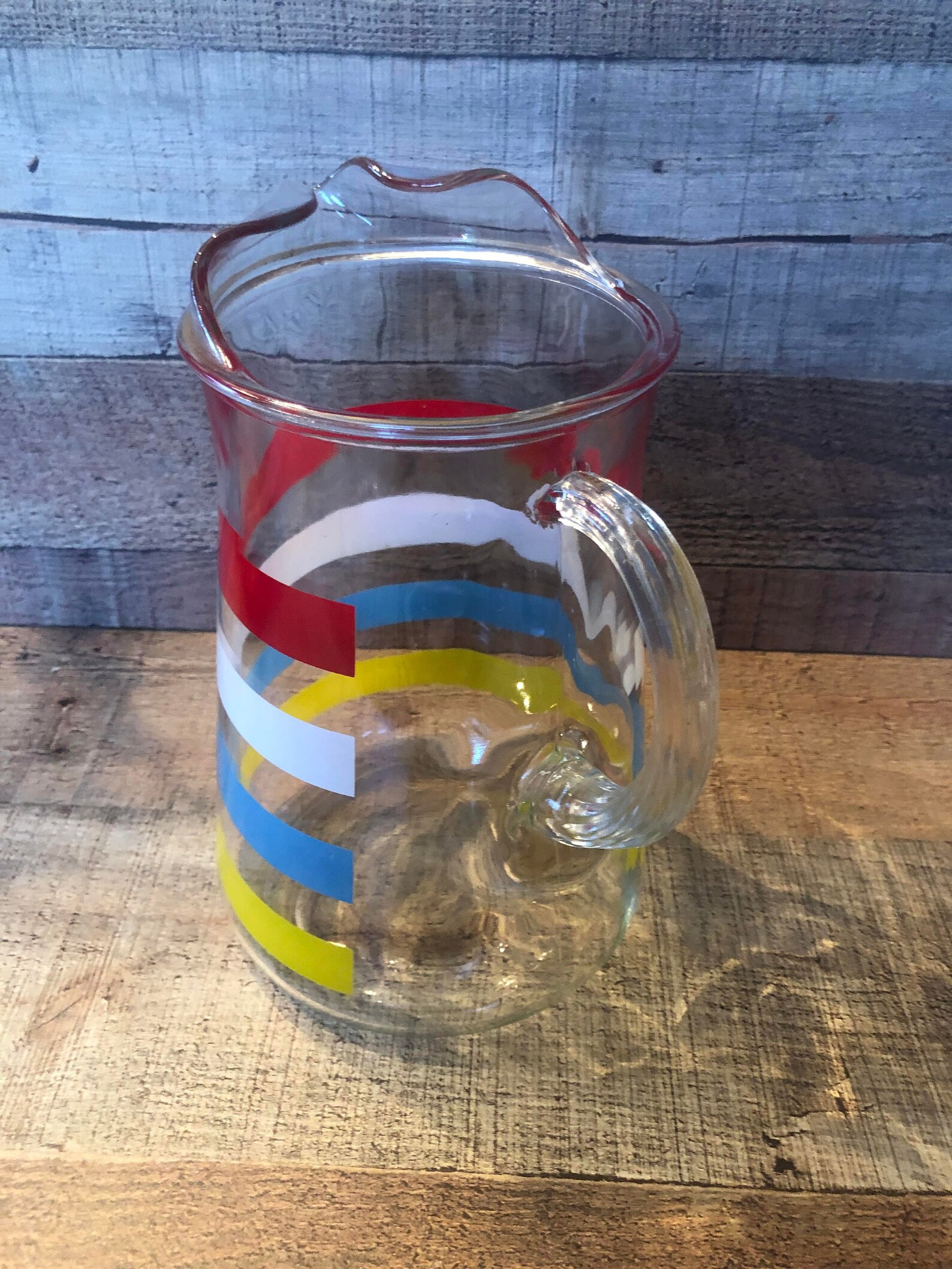 Vintage Water or Lemonade Pitcher With 4 Striped With Red Etsy