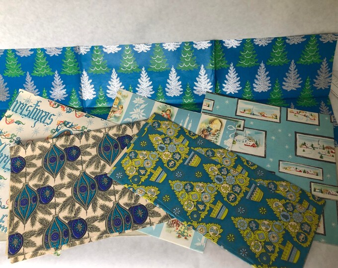 Mid Century Christmas Wrapping Paper Vintage 6 Differnt - Etsy