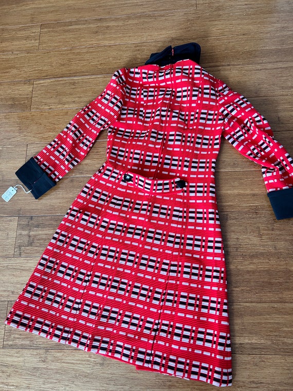 Retro Red Plaid polyester Dress size 10, New with… - image 6