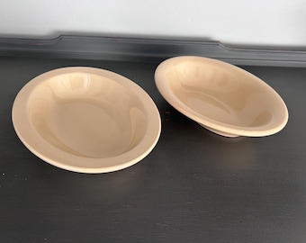 Vintage set of oval restaurant style bowls almost the same color but made from different companies. 1960Homer Laughlin and Buffalo China