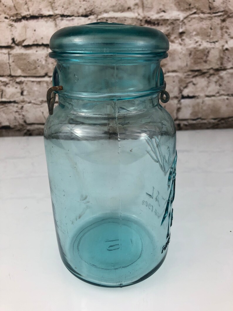 Vintage Ball Ideal July 14 1908 Aqua Blue Mason Canning Jar Etsy