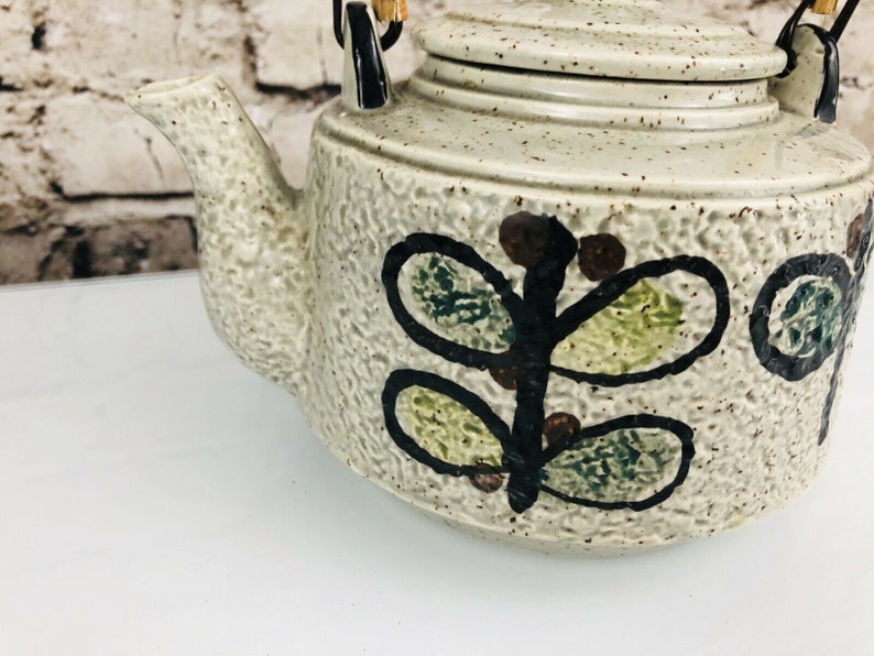Vintage Ceramic Stoneware Teapot Made in Japan Wicker Handle Etsy