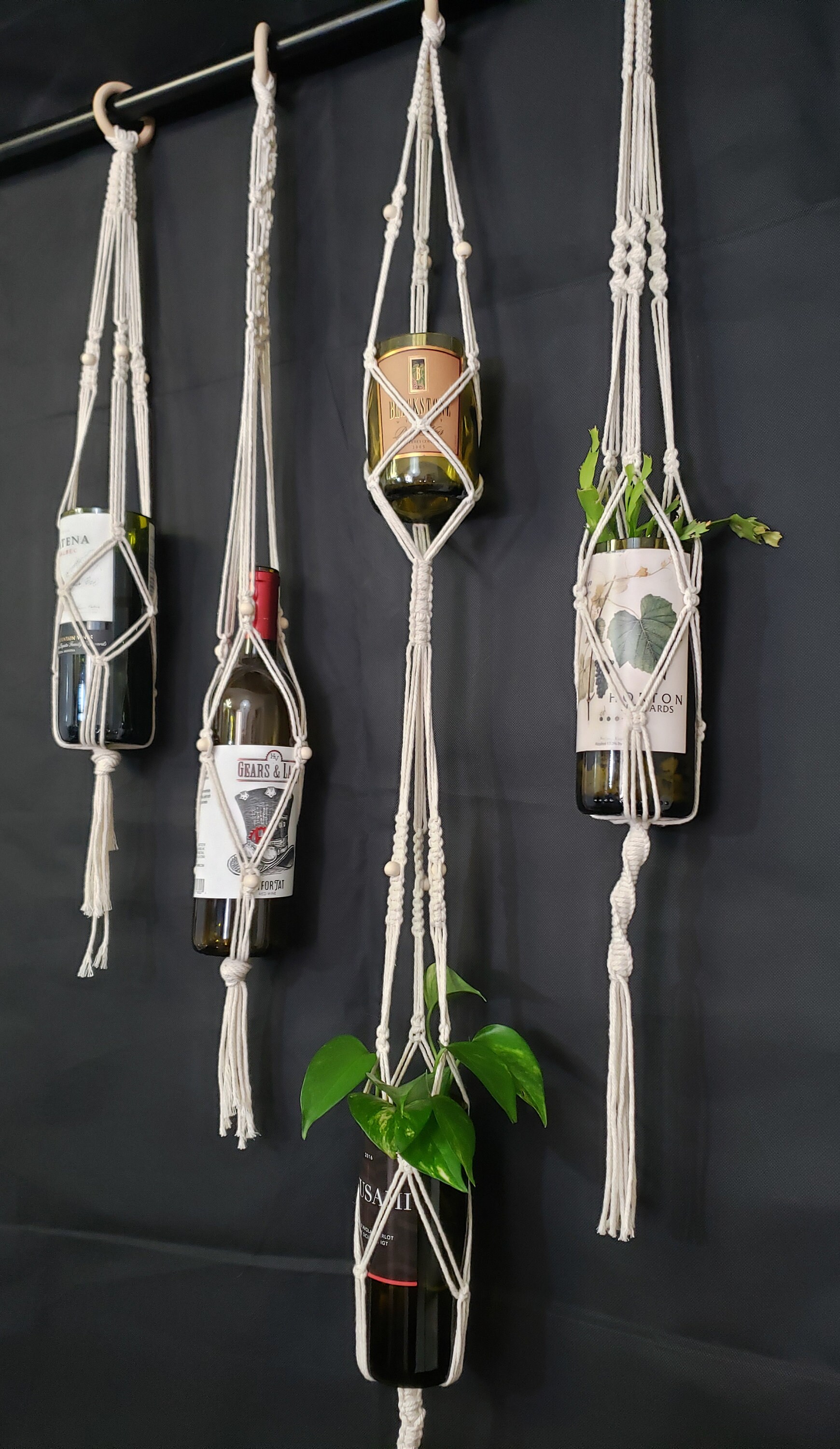 Macrame Botella Vino Percha - Etsy España