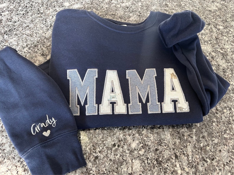 Soft Mama Embroidered Baby Outfit Keepsake Onesie Crewneck Mama Custom Sweater Sentimental Gift for Mom Personalized Onesie Pullover image 5