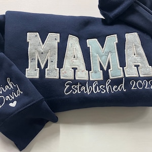 Soft Mama Embroidered Baby Outfit Keepsake Onesie Crewneck Mama Custom Sweater Sentimental Gift for Mom Personalized Onesie Pullover image 7