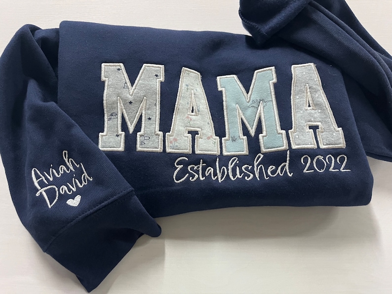 Soft Mama Embroidered Baby Outfit Keepsake Onesie Crewneck Mama Custom Sweater Sentimental Gift for Mom Personalized Onesie Pullover image 7