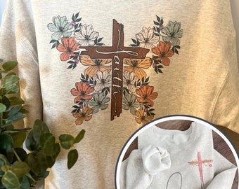 Faith Cross and Butterfly pullover | Crewneck for the Faithful | Dye Sublimated Cross Apparel | God is Faithful Sweater