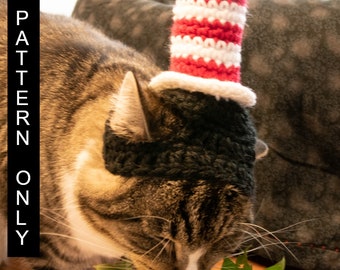 PATTERN  ONLY CROCHET beginner pet play cat accessories, animal photo prop, pet costume, cat hat**