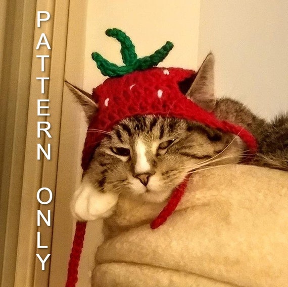 Strawberry crochet cat hat Outlet