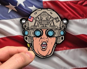 Quad Nod TRUMP Sticker 3x3 - Donald Trump Night Vision Sticker - MAGA Tactical Ops - Military MAGA 47 - Weatherproof - Trump 2024