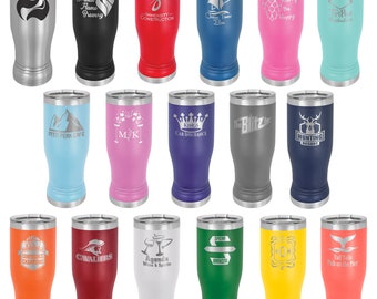Bulk Custom Laser Engraved 20oz Pilsner Tumblers - (Case of 24) - Stainless Steel Powder Coated Polar Camel Tumblers