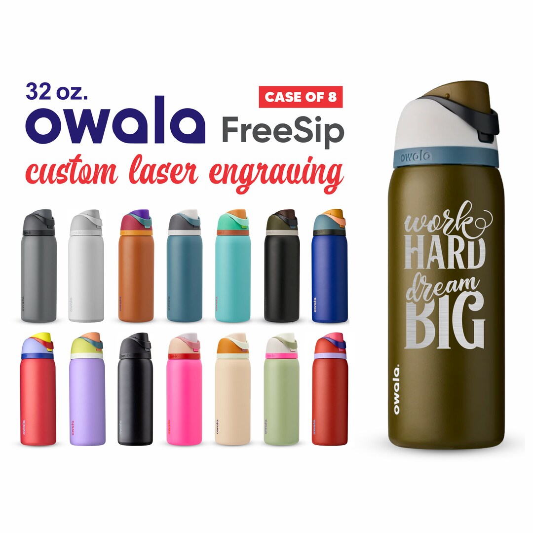 Owala FreeSip 40oz Bottle - FREE Laser Engraving - Stainless Steel Powder  Coated Free Sip Straw Water Bottle with Flip Top Leak Proof Lid