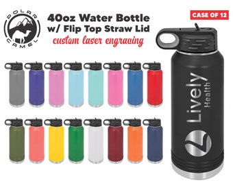 Bulk Custom Laser Engraved 40oz Bottles - (Case of 12) - Hydro Style Stainless Steel Powder Coated Polar Camel Bottles