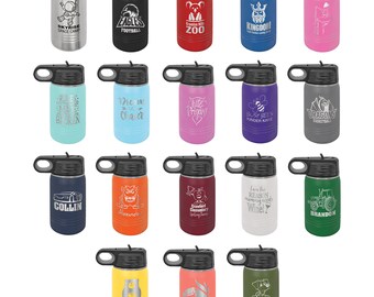 Bulk Custom Laser Engraved 12oz Kids Water Bottles - (Case of 24) - Stainless Steel Powder Coated Polar Camel Tumblers