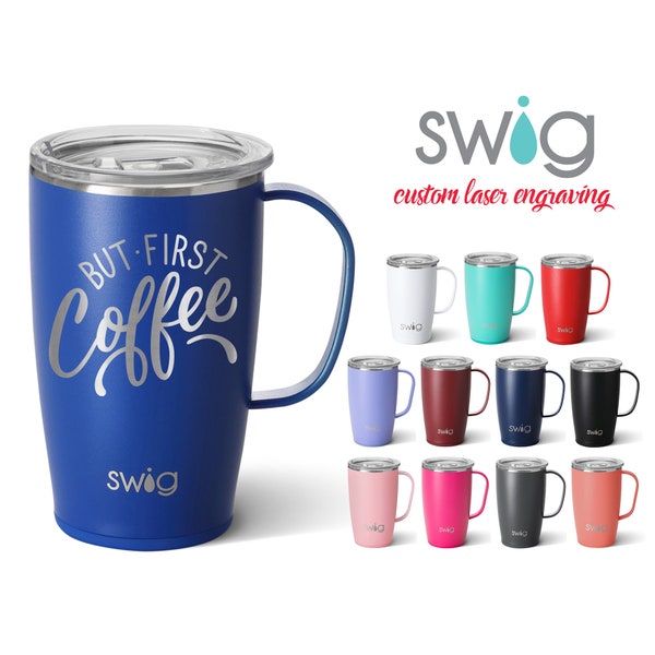 FREE Laser Engraving - NEW Matte Series Swig 18oz Mugs - Permanent Custom Laser Engraved Powder Coated Cups