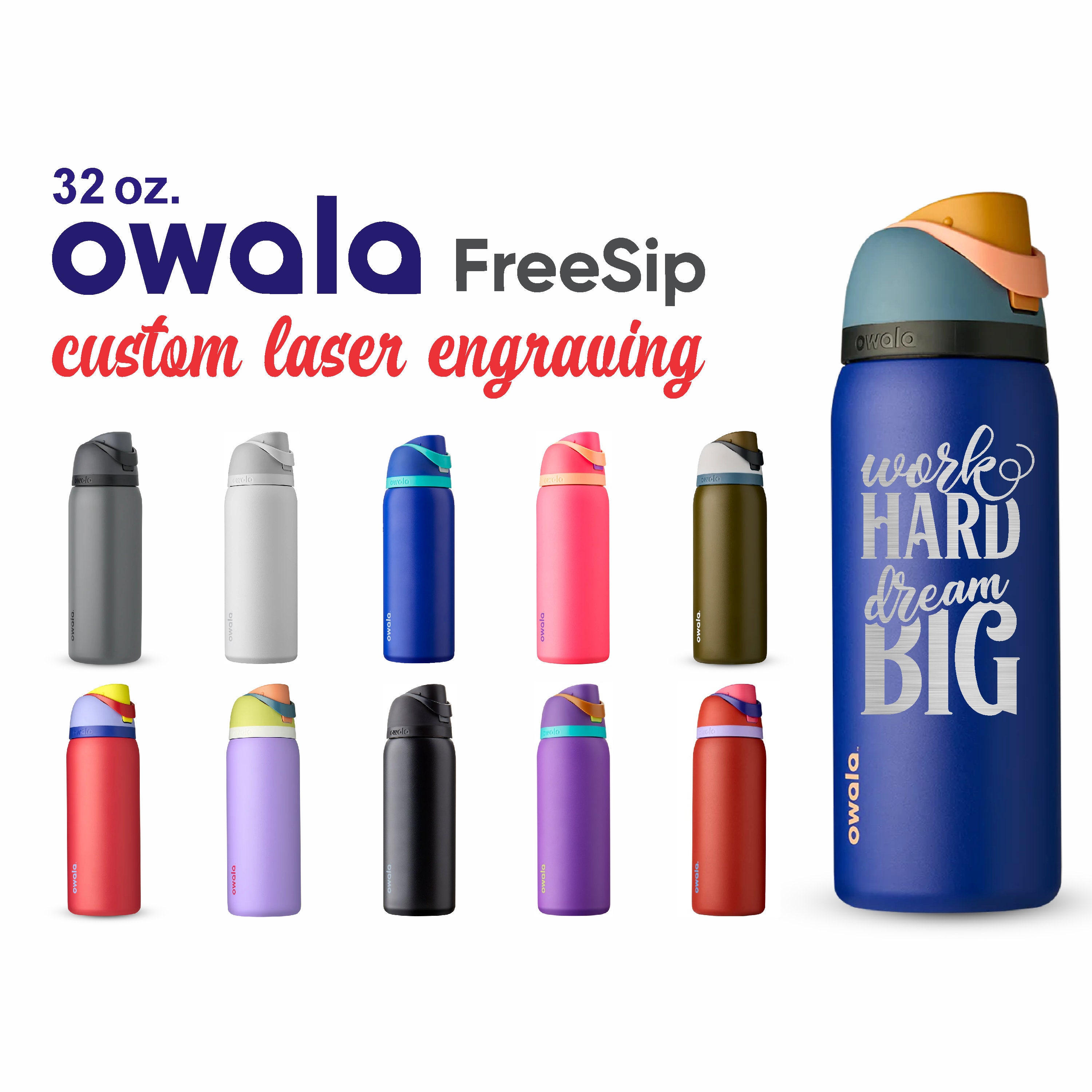 Owala FreeSip Stainless Steel Water Bottle, 32oz Blue