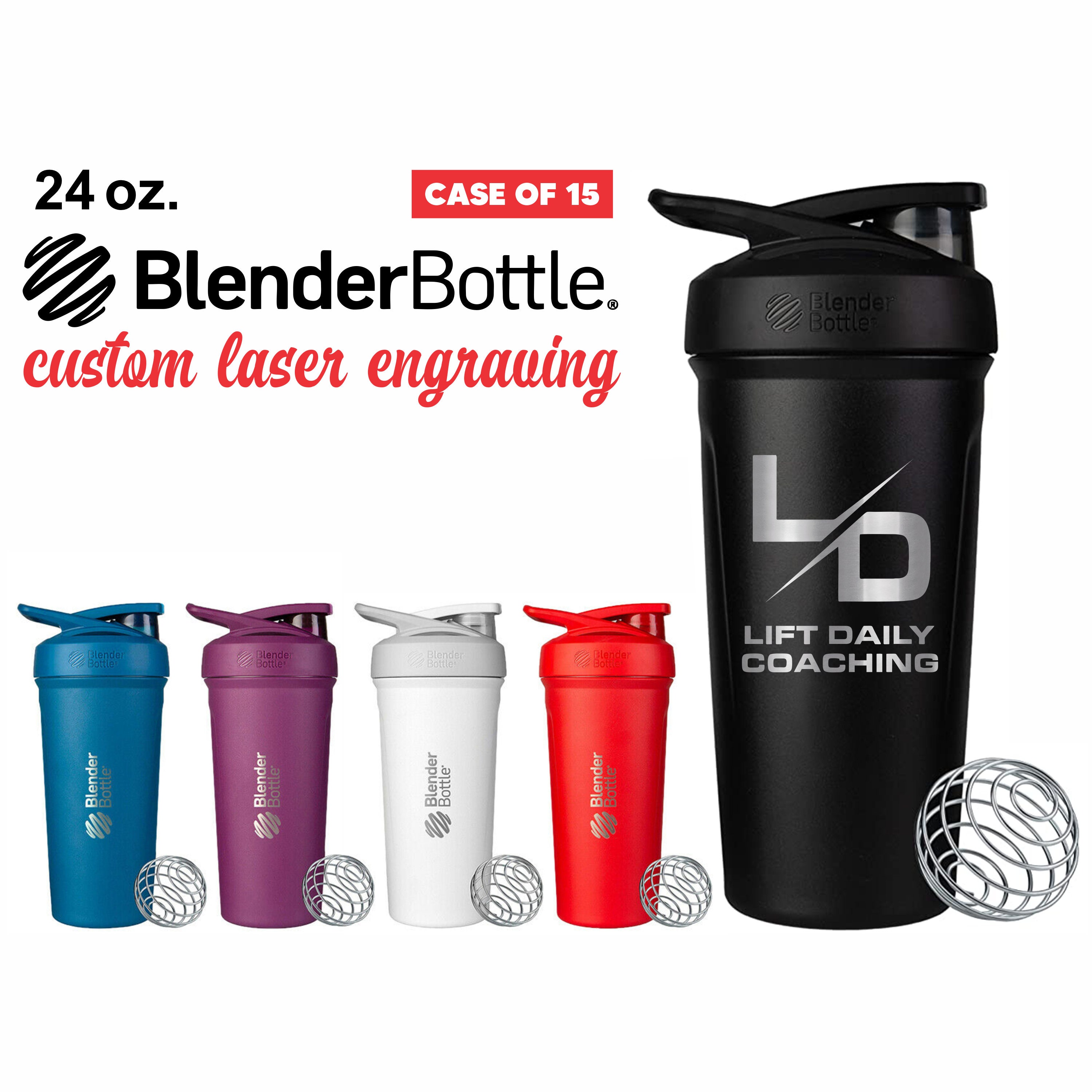 BlenderBottle Strada 24 oz Stainless Steel Shaker Cup Black with  Push-Button and Locking Mechanism 