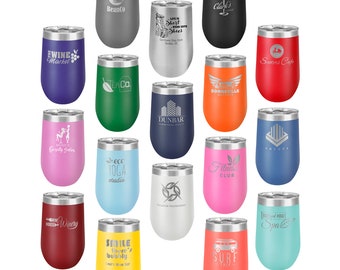 Bulk Custom Laser Engraved 16oz Wine Tumblers - (Case of 24) - Stainless Steel Powder Coated Polar Camel Tumblers