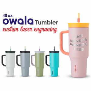 Owala 40oz Stainless Steel Tumbler With Handle FREE Laser Engraving Stainless Steel Powder Coated Owala Spill Proof Tumbler With Handle 