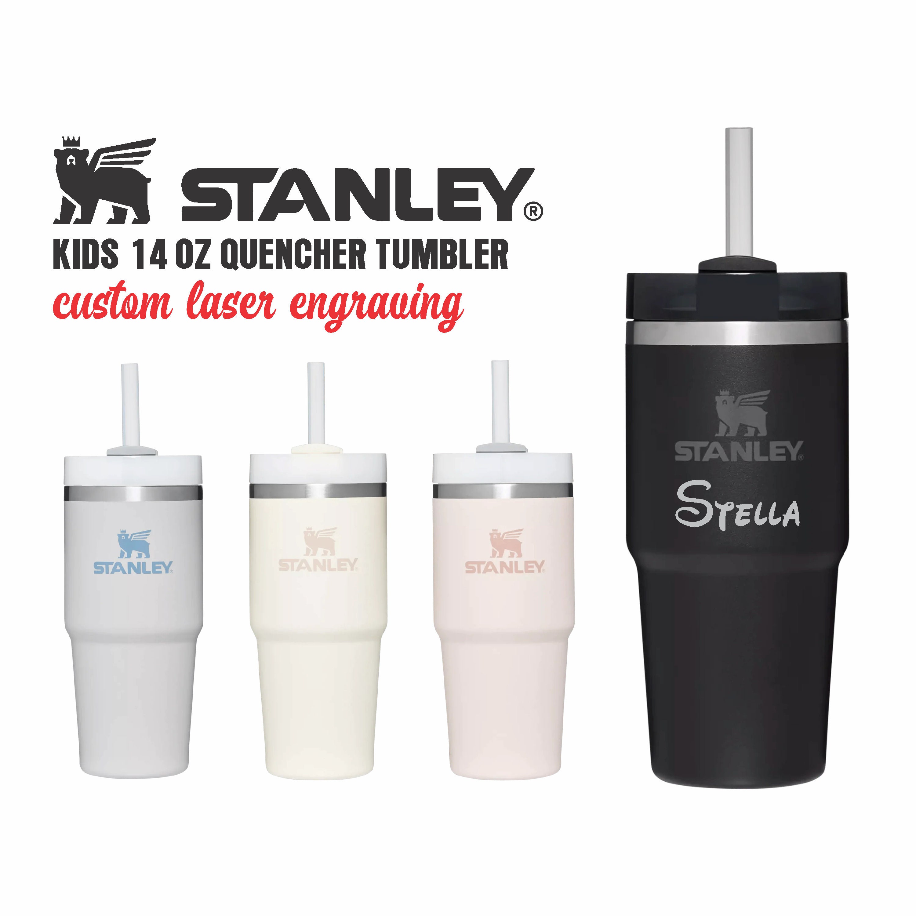 Stanley Kids 14oz Quencher H2.O Flowstate Tumbler FREE Laser Engraving  Stainless Steel Powder Coated Travel Mug With Lid & Straw 