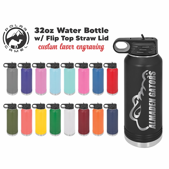 Custom Laser Engraved 32oz Bottles - Bulk Rates - Hydro Style Stainless Steel Powder Coated Polar Camel Bottles