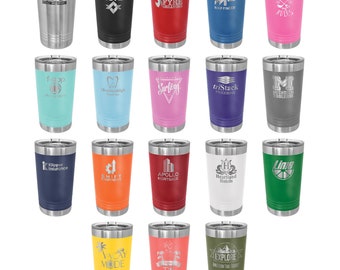Bulk Custom Laser Engraved 16oz Pint Tumblers - (Case of 24) - Stainless Steel Powder Coated Polar Camel Tumblers
