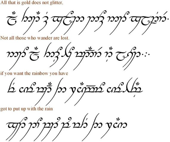 Lotr Elvish Cross Stitch Patterns Etsy