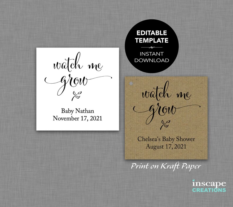 Editable Baby Shower Favor Tags Template Watch Me Grow Tags Etsy Editable Baby Shower Favor Tags Template Watch Me Grow Tags Etsy