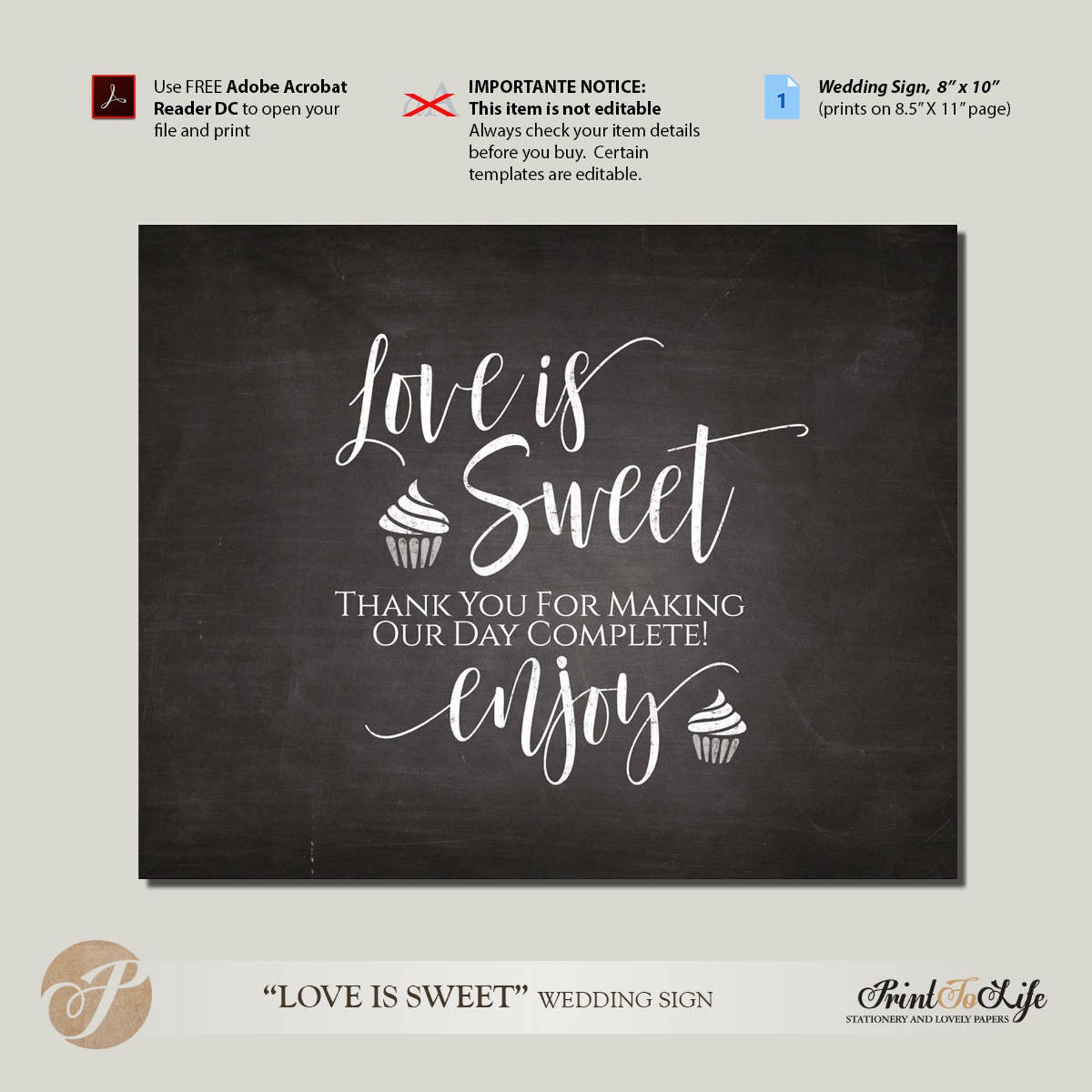 Love is Sweet Sign Dessert Table Sign Printable Template - Etsy